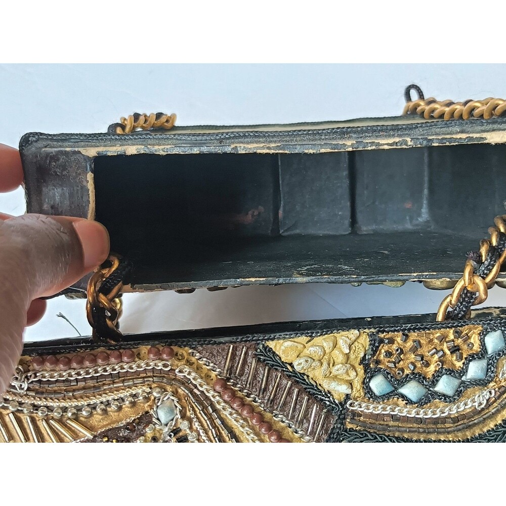 Vintage Mary Frances Elephant Box Bag Beaded Jeweled Crossbody Purse Rare 90s - Picture 6 of 9